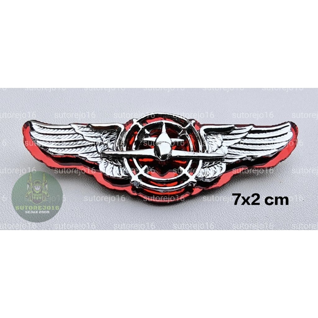 pin brevet brivet brefet brifet wings sasud arhanud tni ad latar mika akrilik mirror warna MERAH