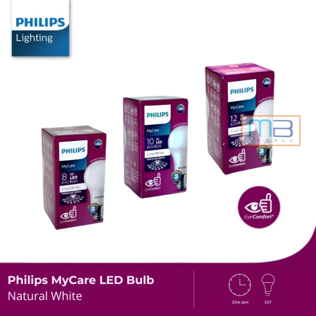 Lampu Philips LED Bulb MyCare Bohlam LED 8W 10W 12W E27 4000K Natural White Semi Putih