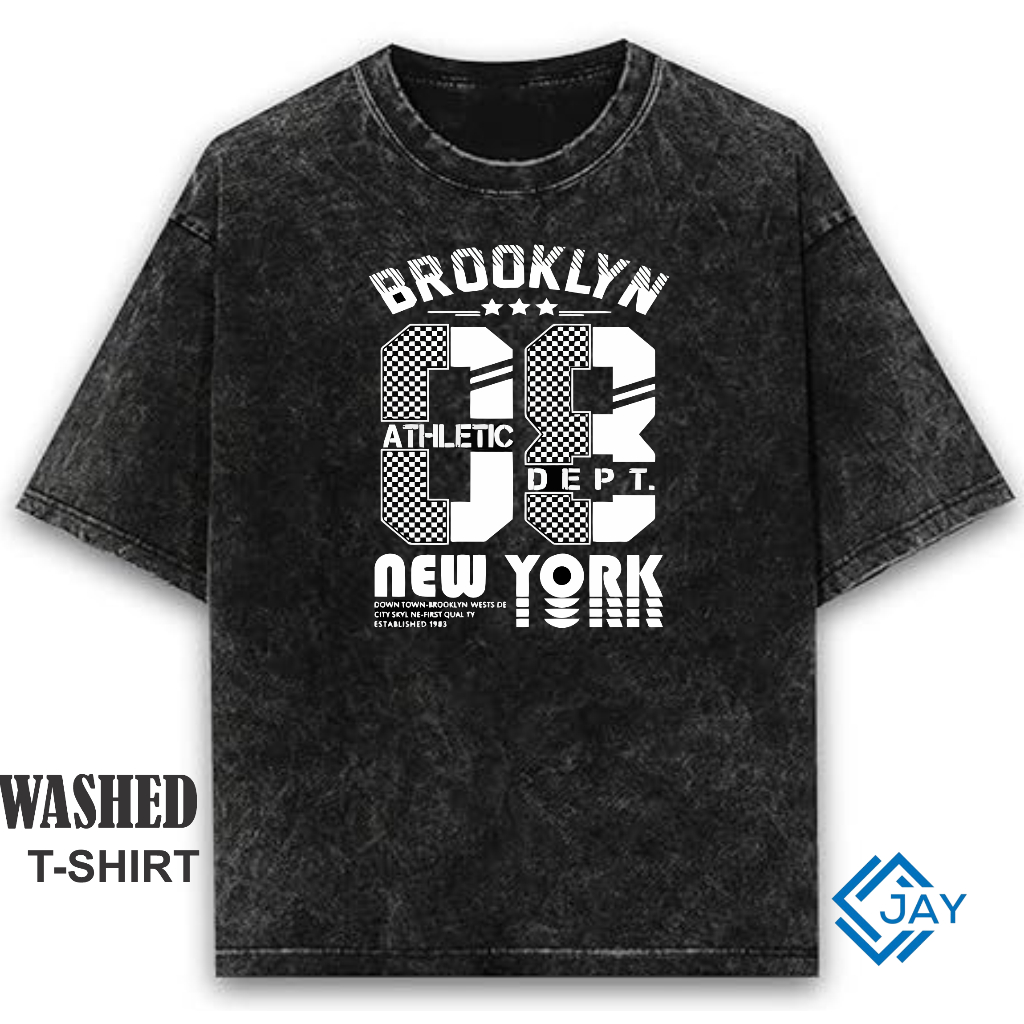 Kaos Oversize Stonewashed " BROOKLYN " T-shirt Washed | Kaos Washed Pria | Kaos Oversize Pria | Kaos