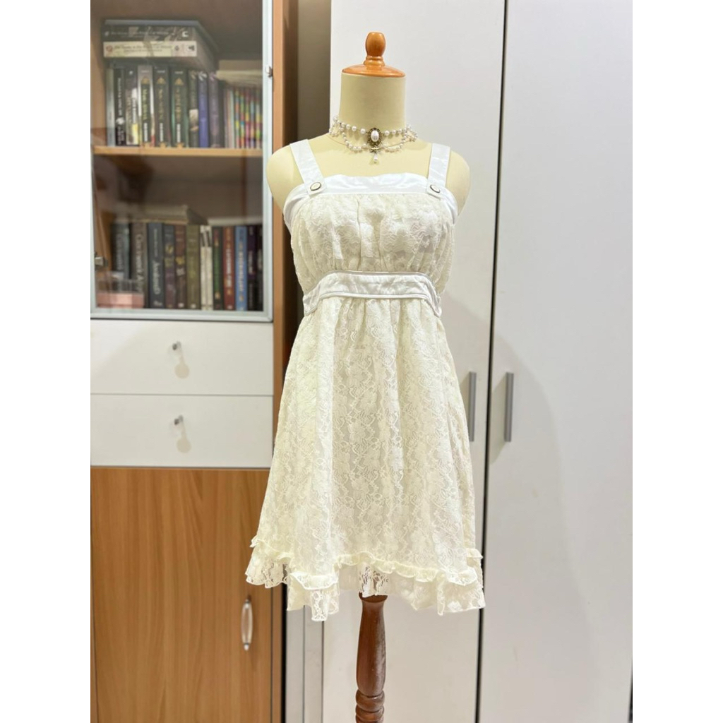 Liz Lisa Brocade White Dress Himekaji Kawaii Ryousangata Brukat putih Vintage