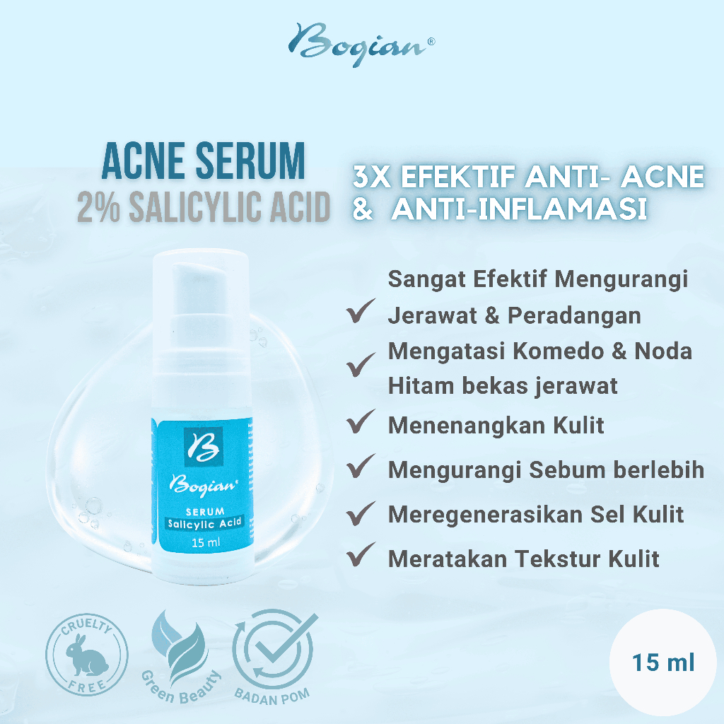 Boqian Serum Acne 2% Salicylic Acid Anti Acne dan Anti Inflamasi 15ml (Bogian Serum Anti Acne)
