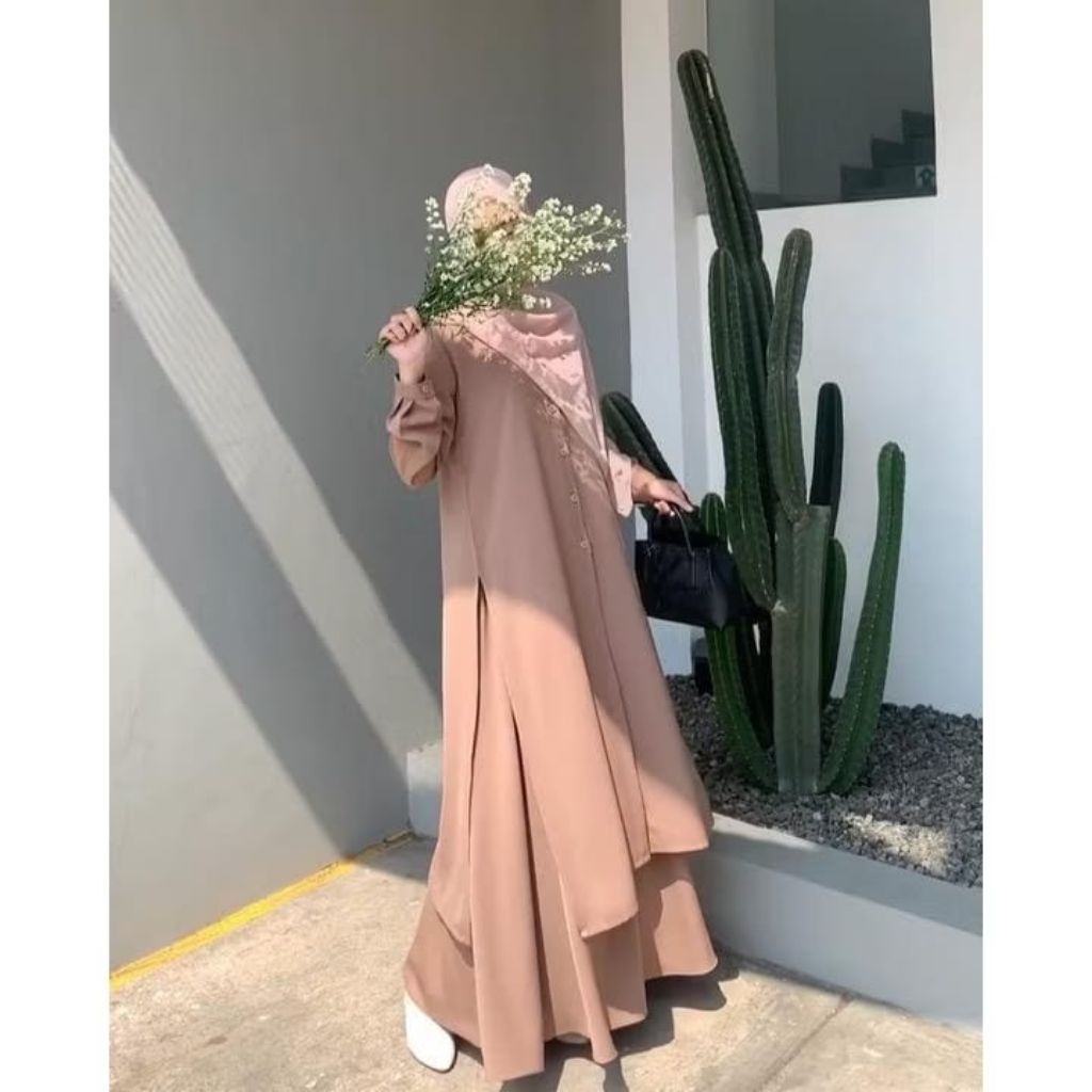 setelan wanita rok dan long Tunik terbaru bahan crinkle premium Arumi one set kekinian terbaru no