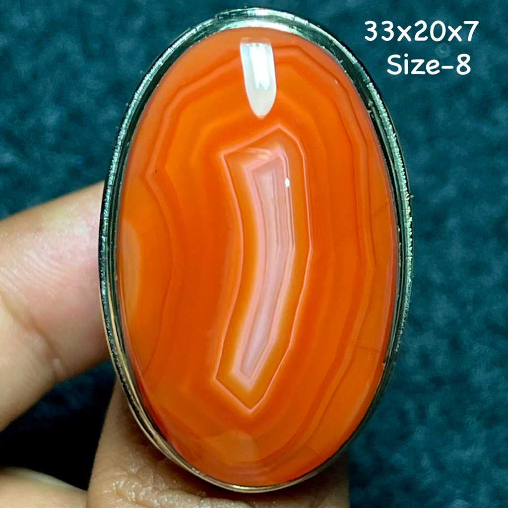 Cincin Batu Akik Natural Cempaka Merah Ginggang (Asli Alam)