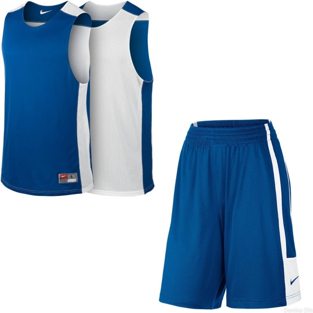 Jersey Basket Satu Set Atas Bawah Polos Biru Original Nike Dri-Fit Bolak Balik