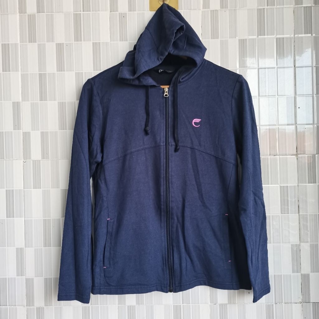 A440. HOODIE ZIIP WARNA BIRU SIZE L  PRELOVED