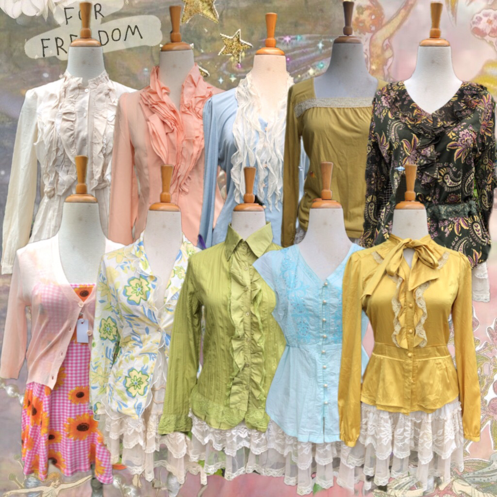 SALE 11.11 coquette, fairy, sawako, ruffle, shoujou girl, Mori Kei, cardigan Mori Kei, vintage shirt