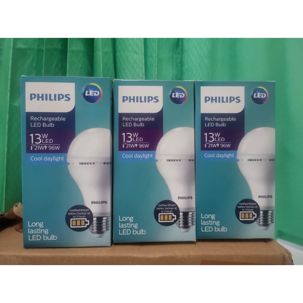 PAKET 3 PCS LAMPU PHILIPS EMERGENCY 13 WAT CAHAYA PUTIH LAMPU OTOMATIS