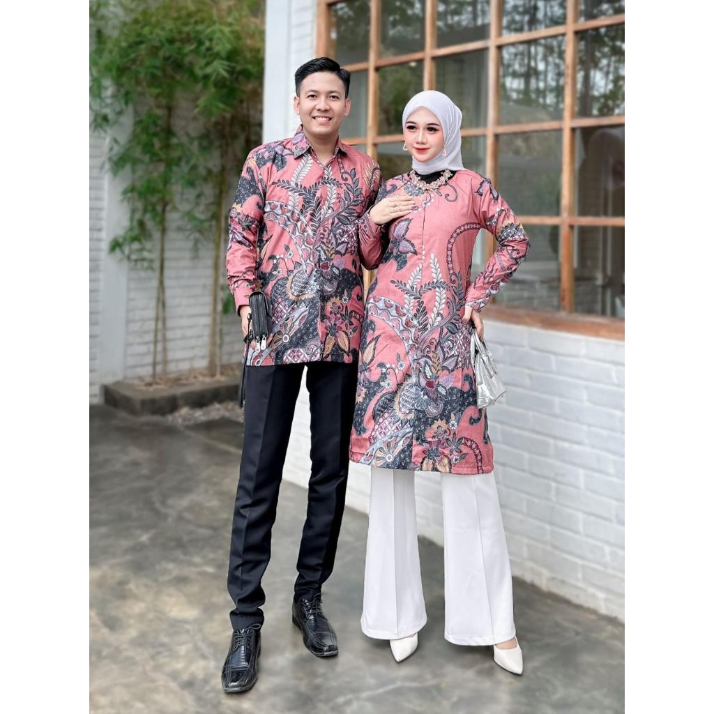 Batik Couple Pria dan Wanita, Batik Lengan Panjang, Tunik, Blouse dan anak, Furing Hero(Furing menye