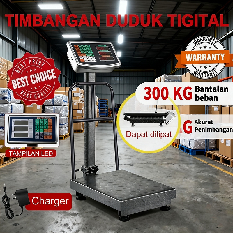 Timbangan Duduk Digital 300kg / Timbangan Barang / Timbangan Lantai 300 Kg/Single Display Timbangan 