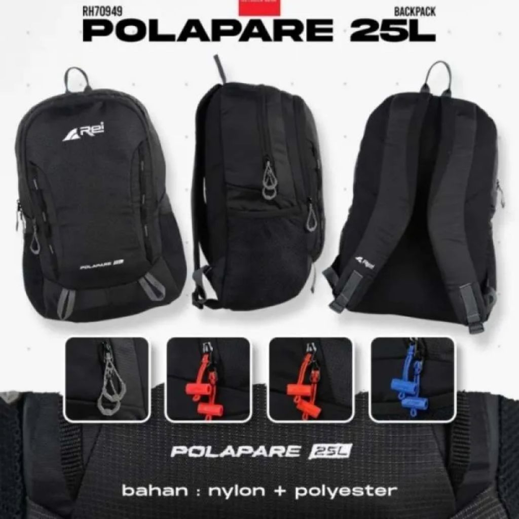 Tas Ransel Pria Wanita POLAPARE BLK 25L AREI OUTDOORGEAR - BACKPACK REI 25L POLAPARE BLK - DAYPACK A