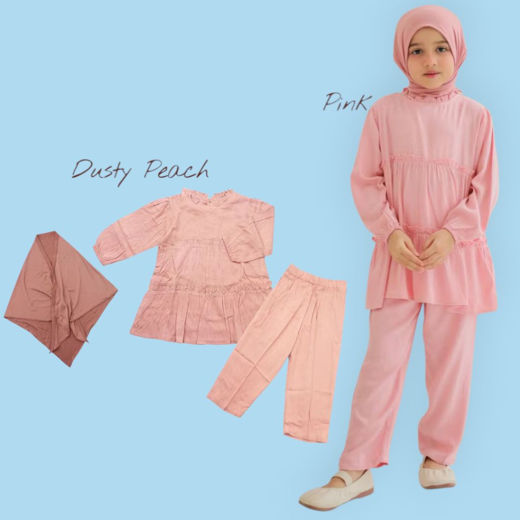 COOPERCAT Set Muslim Anak Perempuan Size 1 (0-1 Tahun)/Setelan Muslim Anak/Baju Muslim Anak Perempua
