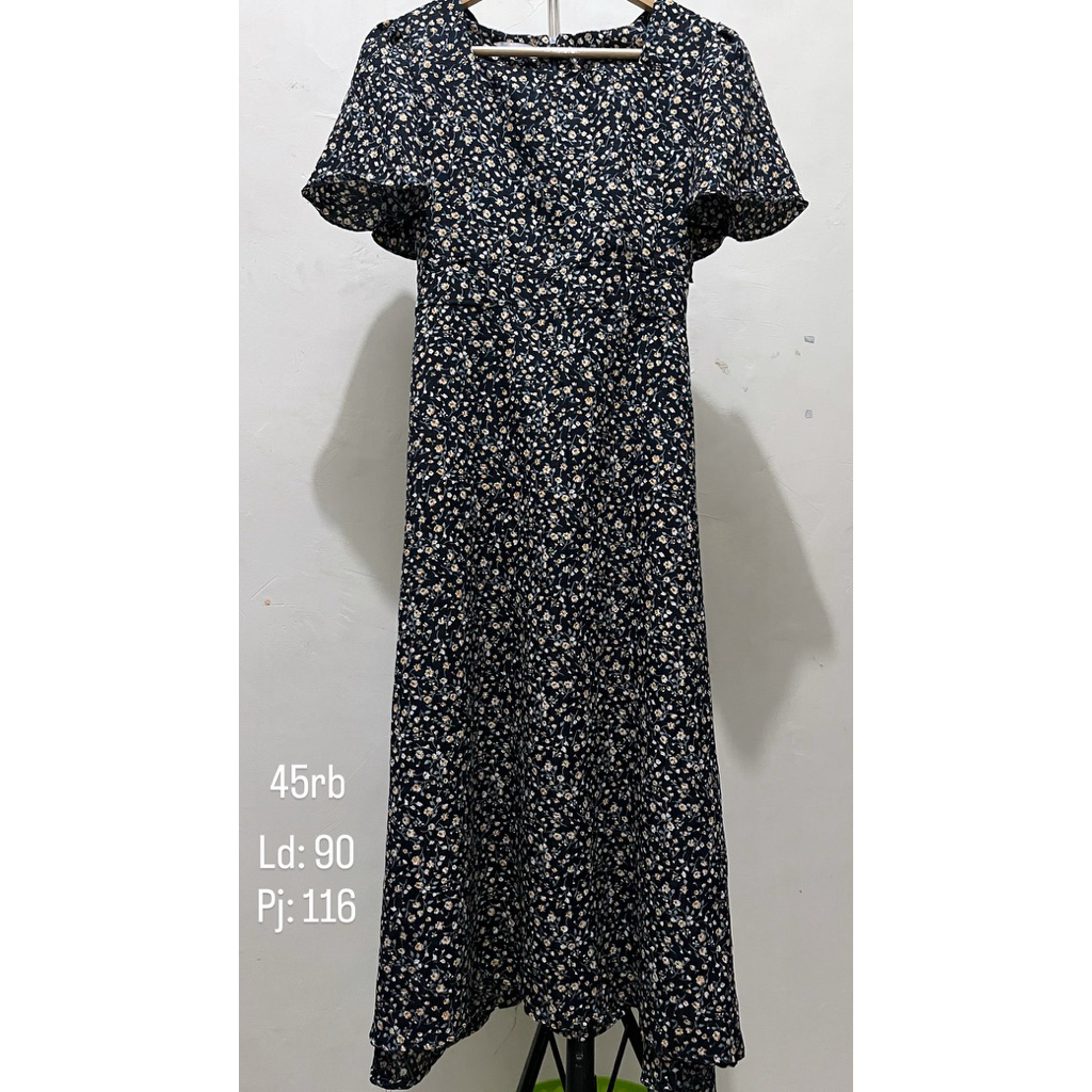Dress midi flower Orvala + biaya adm