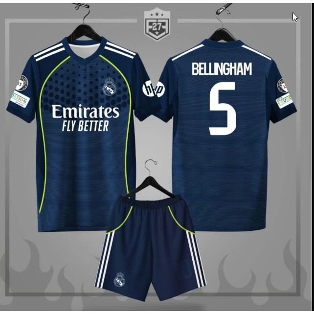 Jersey anak realmadrid Bellingham home & away terbaru baju bola anak madrid Bellingham musim terbaru