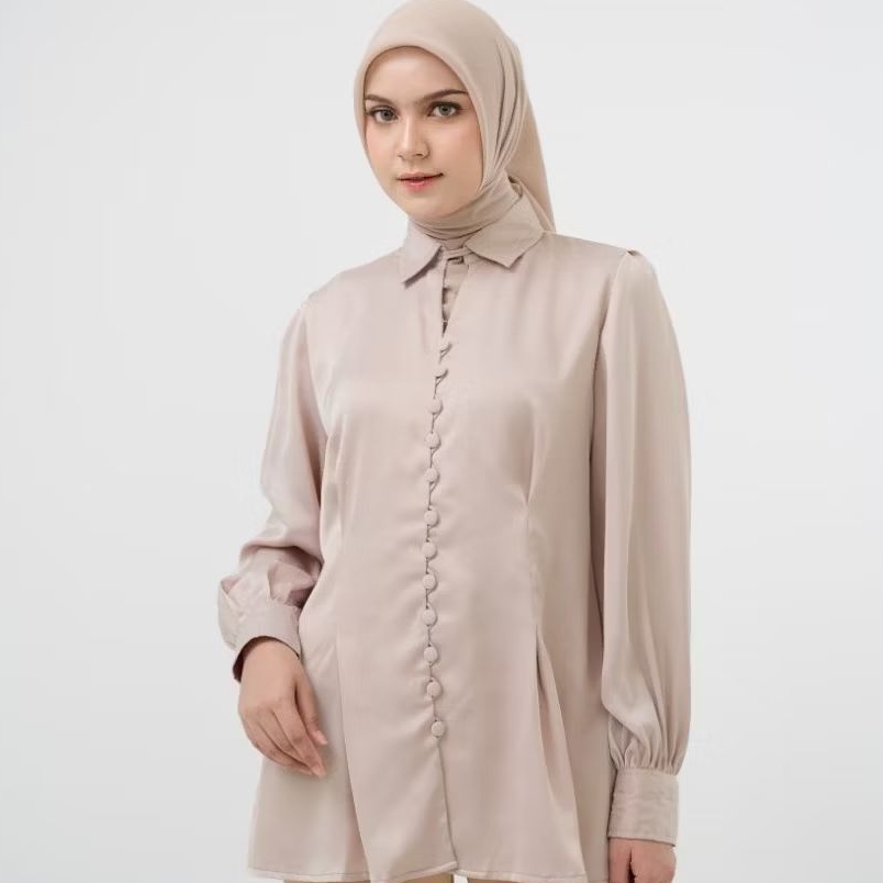 Adeola Scarf - Serein Series - Kemeja Wanita - Champagne