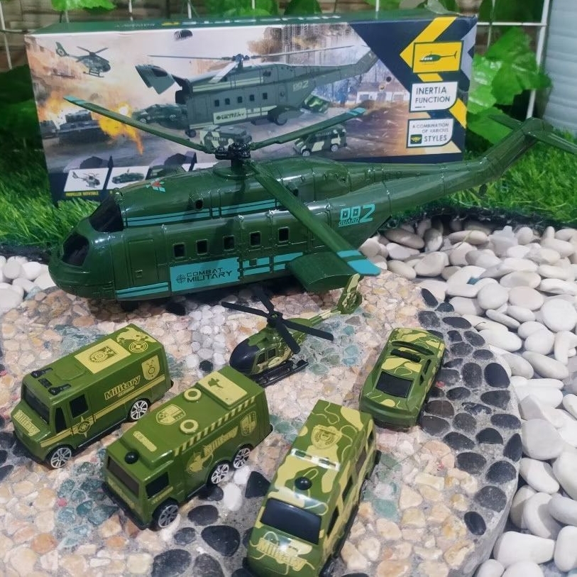 Mainan set diecast pesawat Hercules TNI ARMY 5in1 premium anak murah