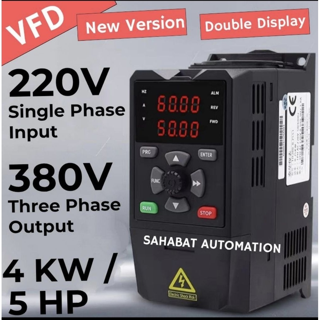 Inverter Motor 1 Phase 220V ke 3 Phase 380V 4KW 4 KW 5.5HP 5.5 HP Input 1 Phase 220V Output 3 Phase 