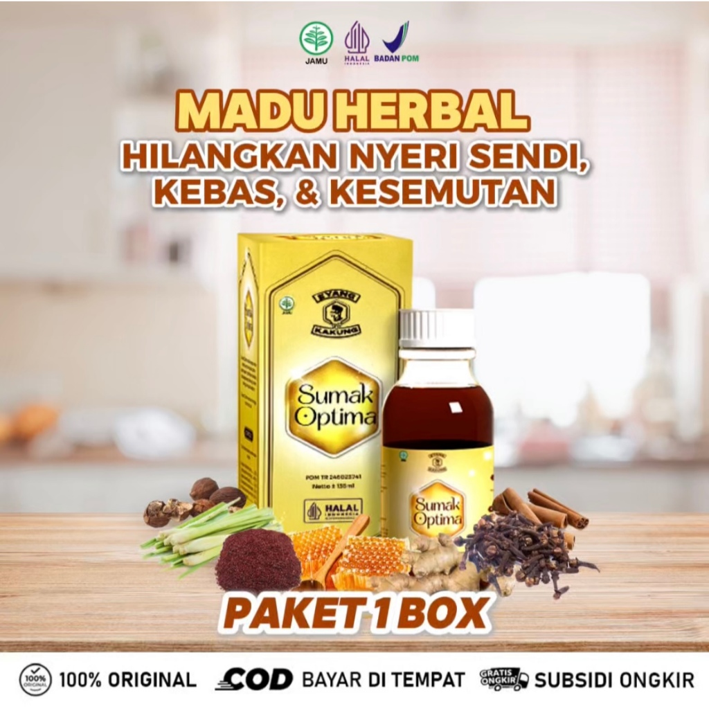 Sumak Optima Madu Herbal Asli - Atasi  Masalah  Nyeri Sendi & Pegal Linu BPOM