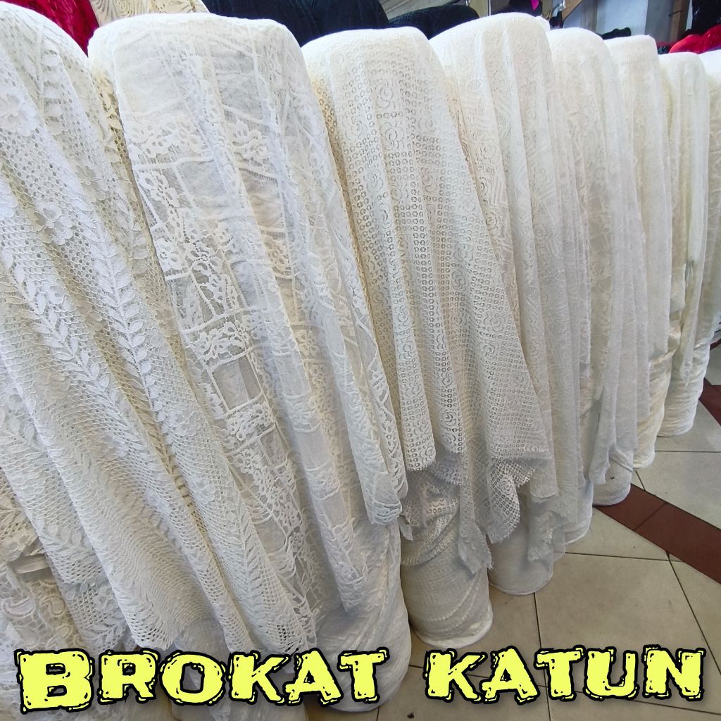 Kain/Bahan Kain Brokat Katun Khusus Putih BW/Kain Brokat Katun [harga ½ meter]
