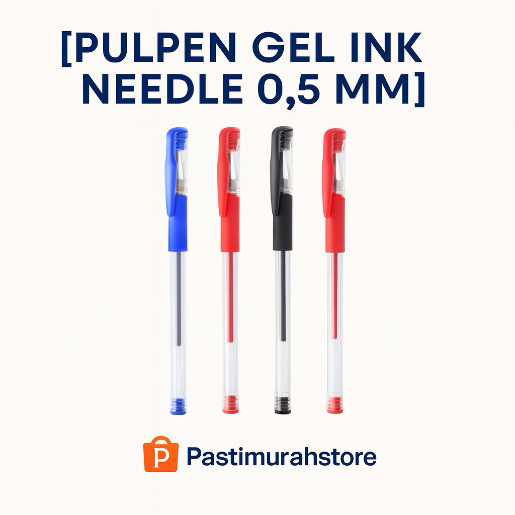 Pulpen Gel Ink Needle Hitam 0.5 mm – Ujung Runcing Stabil Estetik – Pastimurah Store