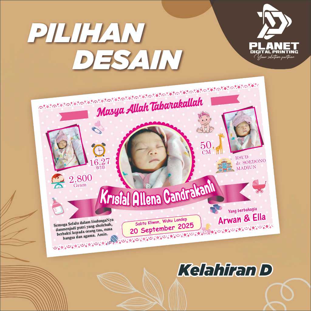 Sentosajaya_1 Banner Bayi / Born / Spanduk Nama Anak / Baby Born / Spanduk Kelahiran Bayi