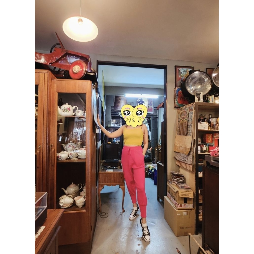 Preloved - Knit long pants pink