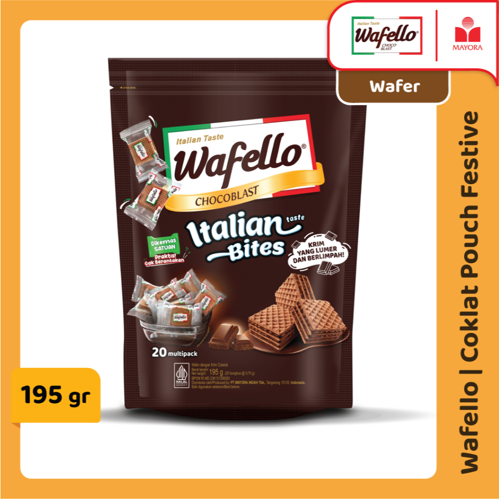 Wafello Wafer Italia Coklat Pouch Festive