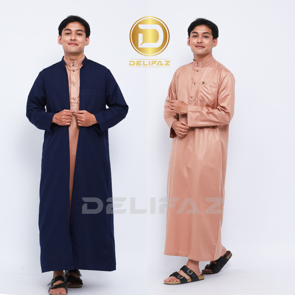 DELIFAZ-Jubah yaman pria dewasa luaran gamis rompi jubah habaib lengan panjang al faizan premium