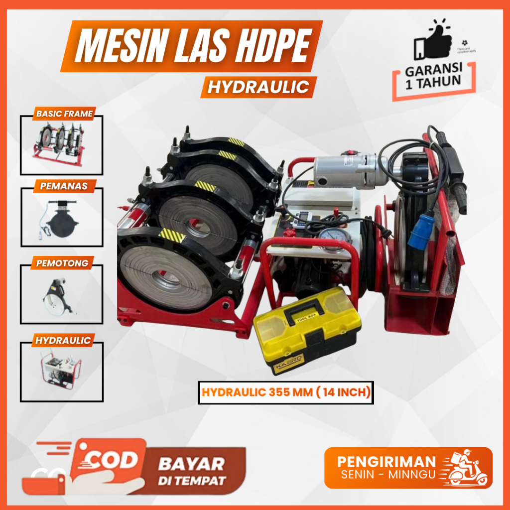 Mesin Las Penyambung Pipa Hdpe Hydraulic 355 MM Mesin Joint Pipa Hdpe  2 - 14 inch