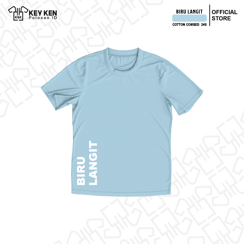 kaos cotton combed 24s biru langit pria wanita termurah
