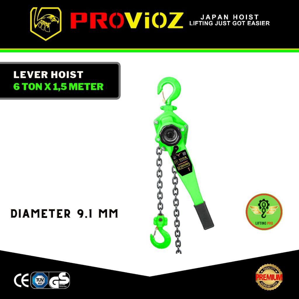 Lever Hoist 6 TON X 1.5 METER 9.1 MM/Lever Hoist 6 Ton PROVIOZ 1.5 Meter / Katrol Rantai Manual 6T H
