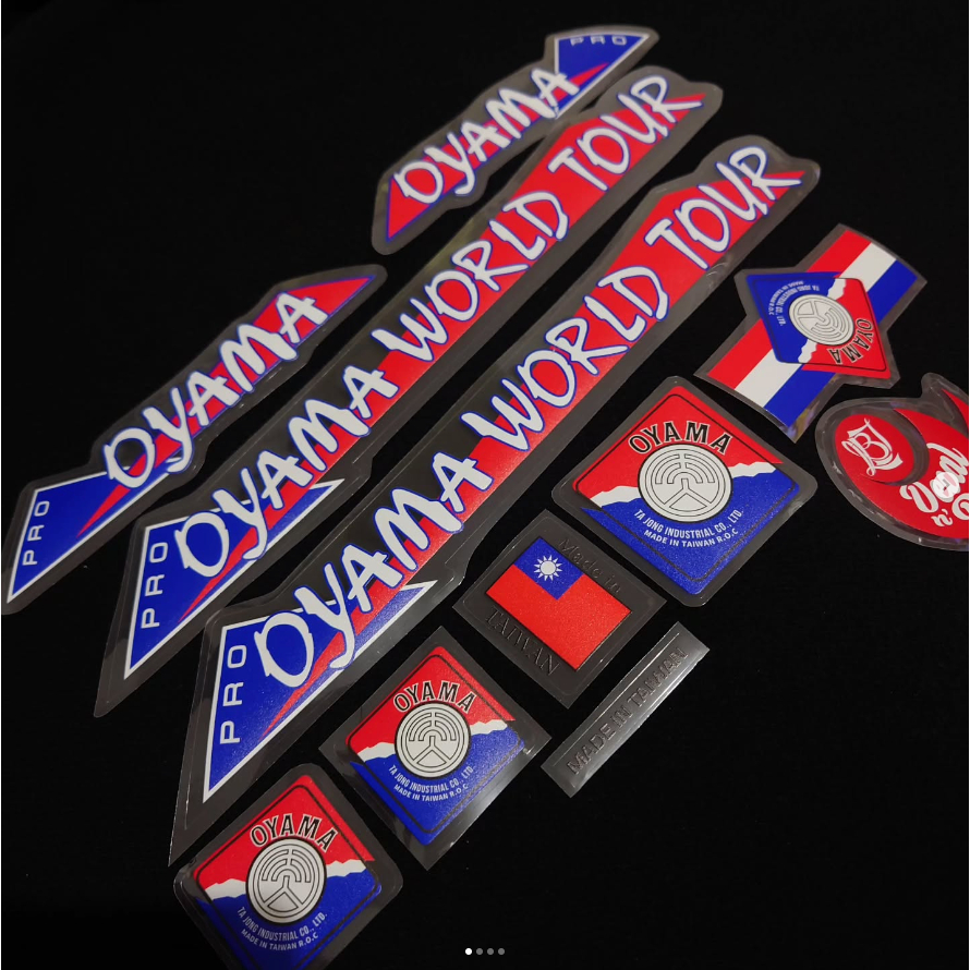 Decal Stiker Sepeda BMX Oyama Freestyle 80an model GT World Tour Custom Bentuk dan Warna