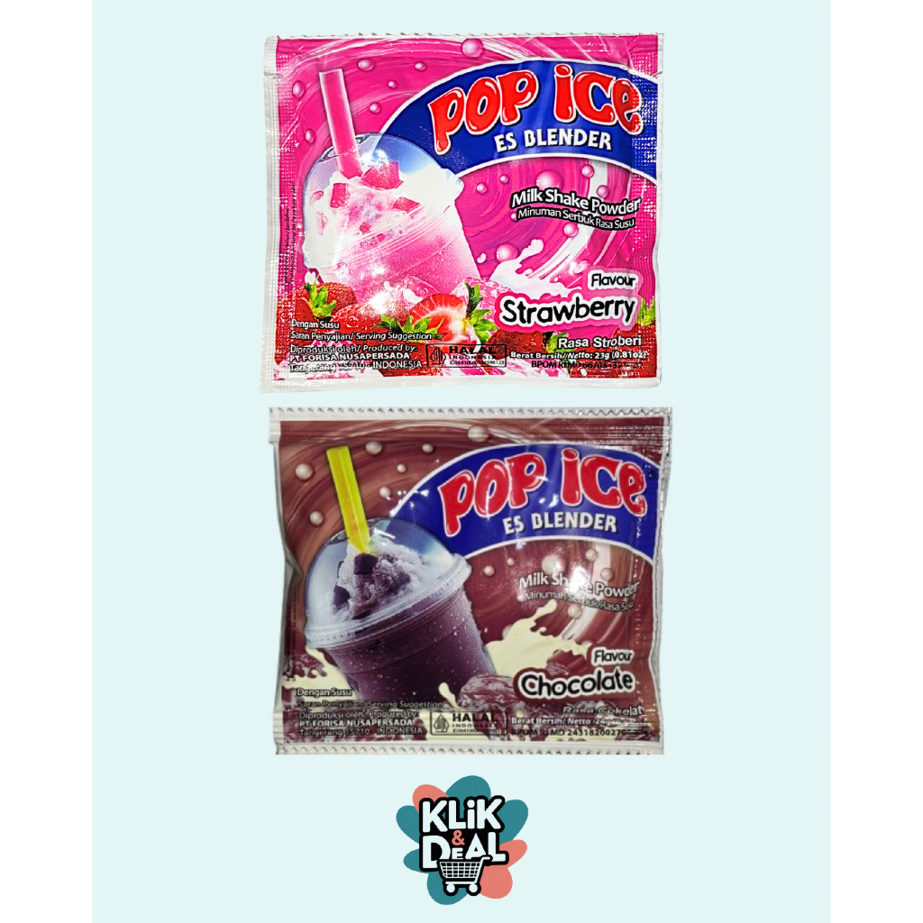 Pop Ice Strawberry - Pop ice Blender Rasa Coklat - Minuman Serbuk Instan - Pop ice sachet