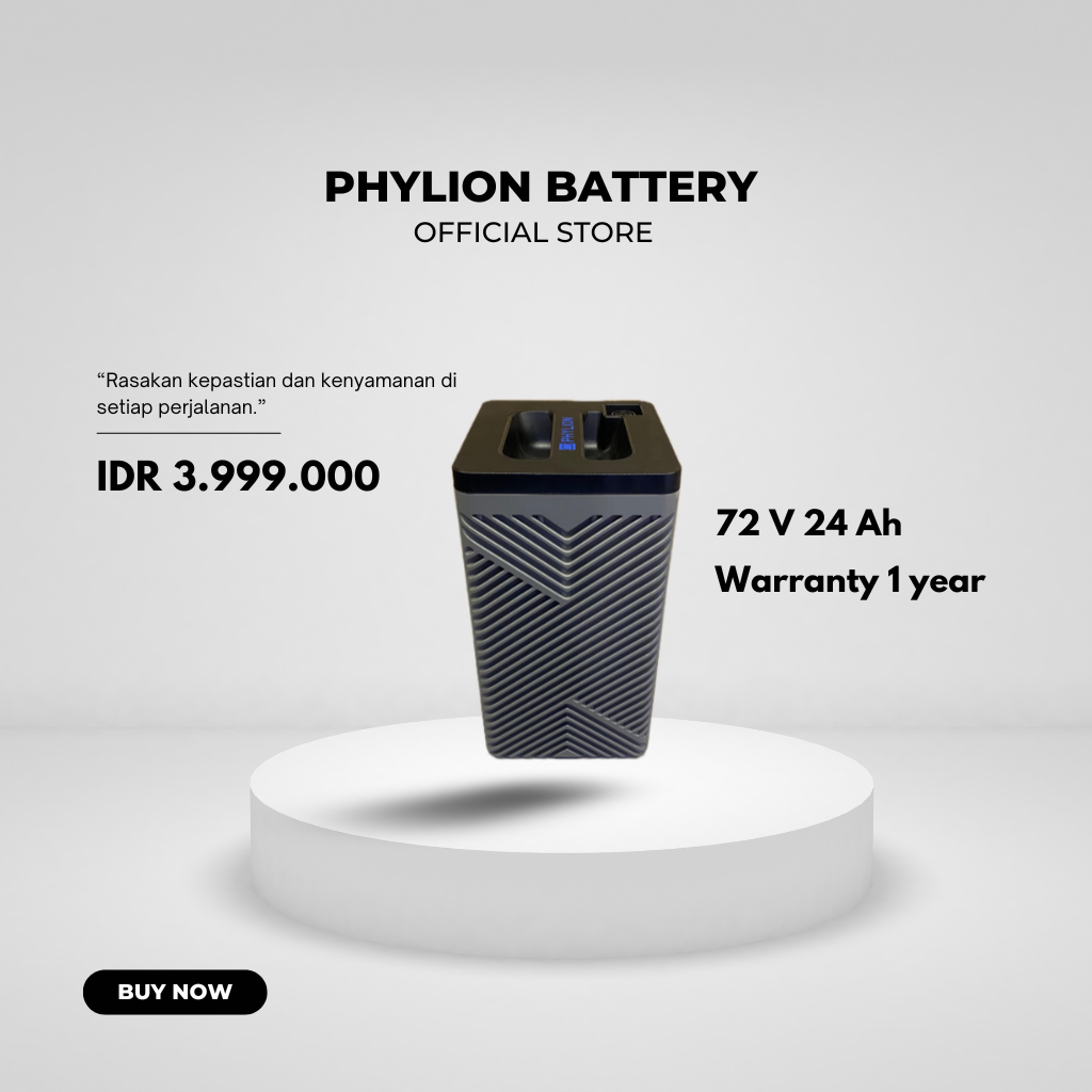 Phylion Baterai Li-ion 72V 24Ah Garansi 1 Tahun