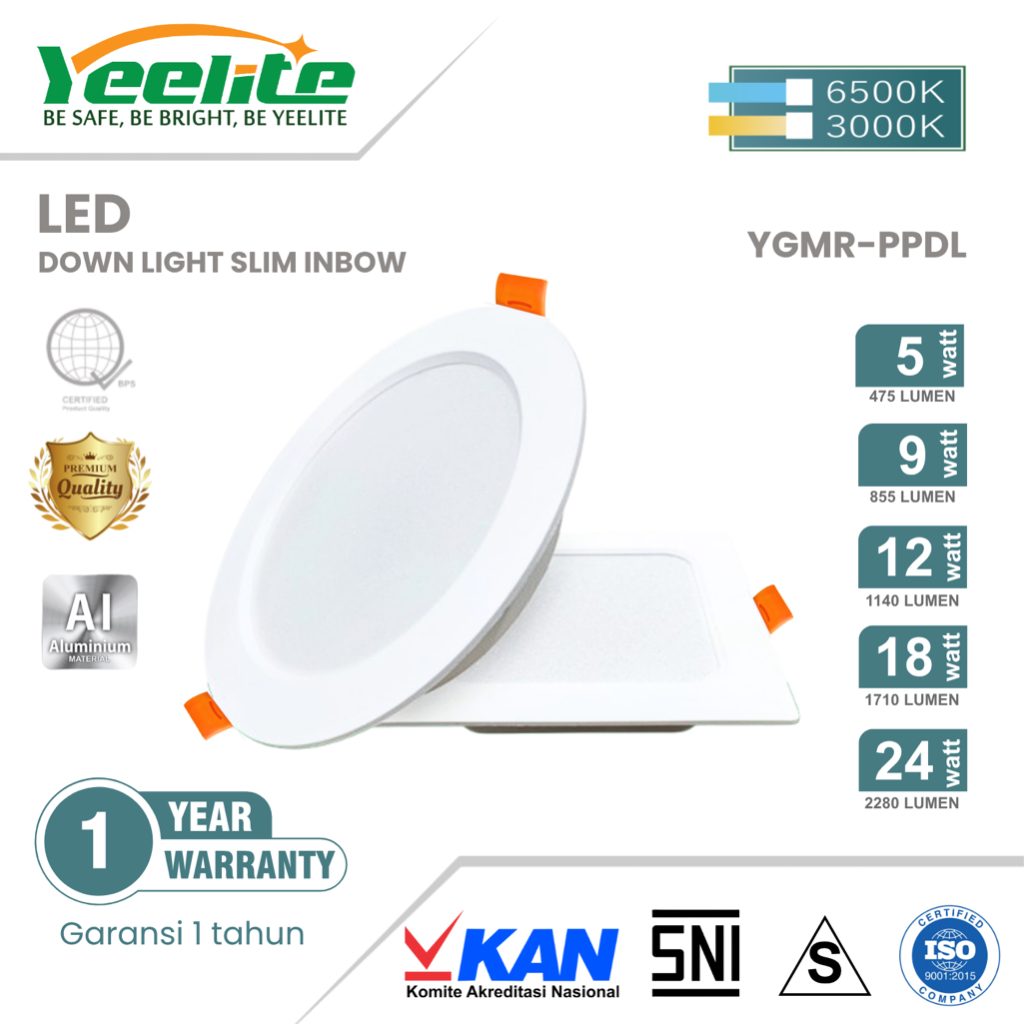 Yeelite - YGMR PPDL ROUND Down Light Slim Inbow LED Panel Light / Lampu Plafon Rumah Cahaya Putih Bu