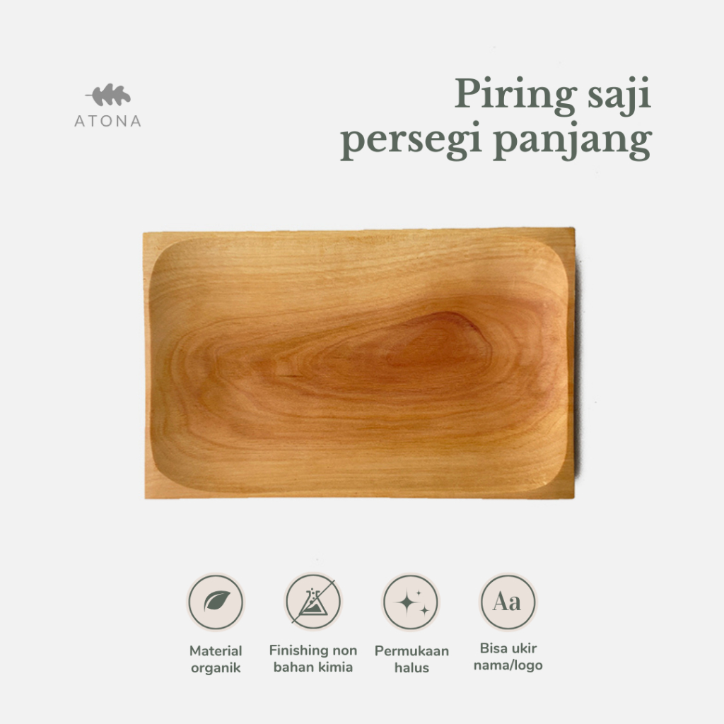 PIRING KAYU - PIRING SAJI PERSEGI PANJANG