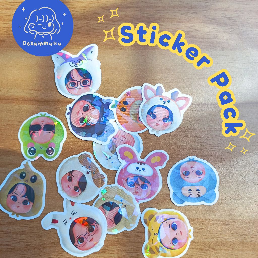 Seventeen 17 Chibi Sticker Pack Hologram broken glass by desainmuuu