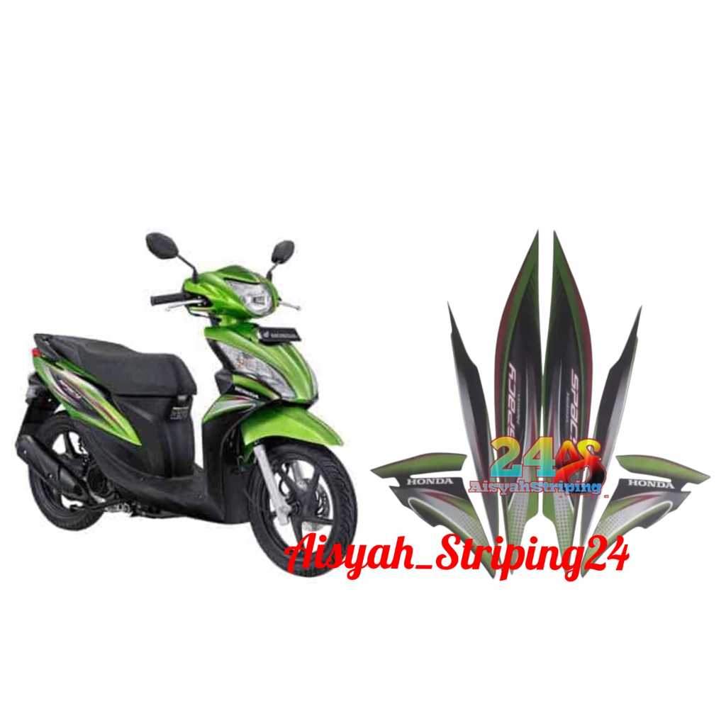 STIKER STRIPING LIS LES BODY HONDA SPACY TAHUN 2011 2012 HITAM-HIJAU