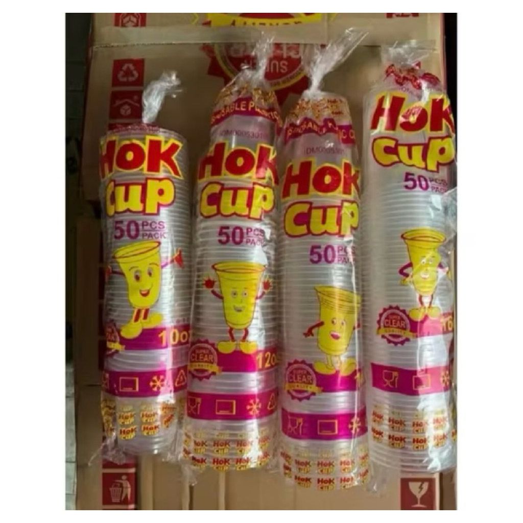 50pcs Cup Plastik Hok /Gelas plastik Hok 10oz 12oz 14oz 16oz