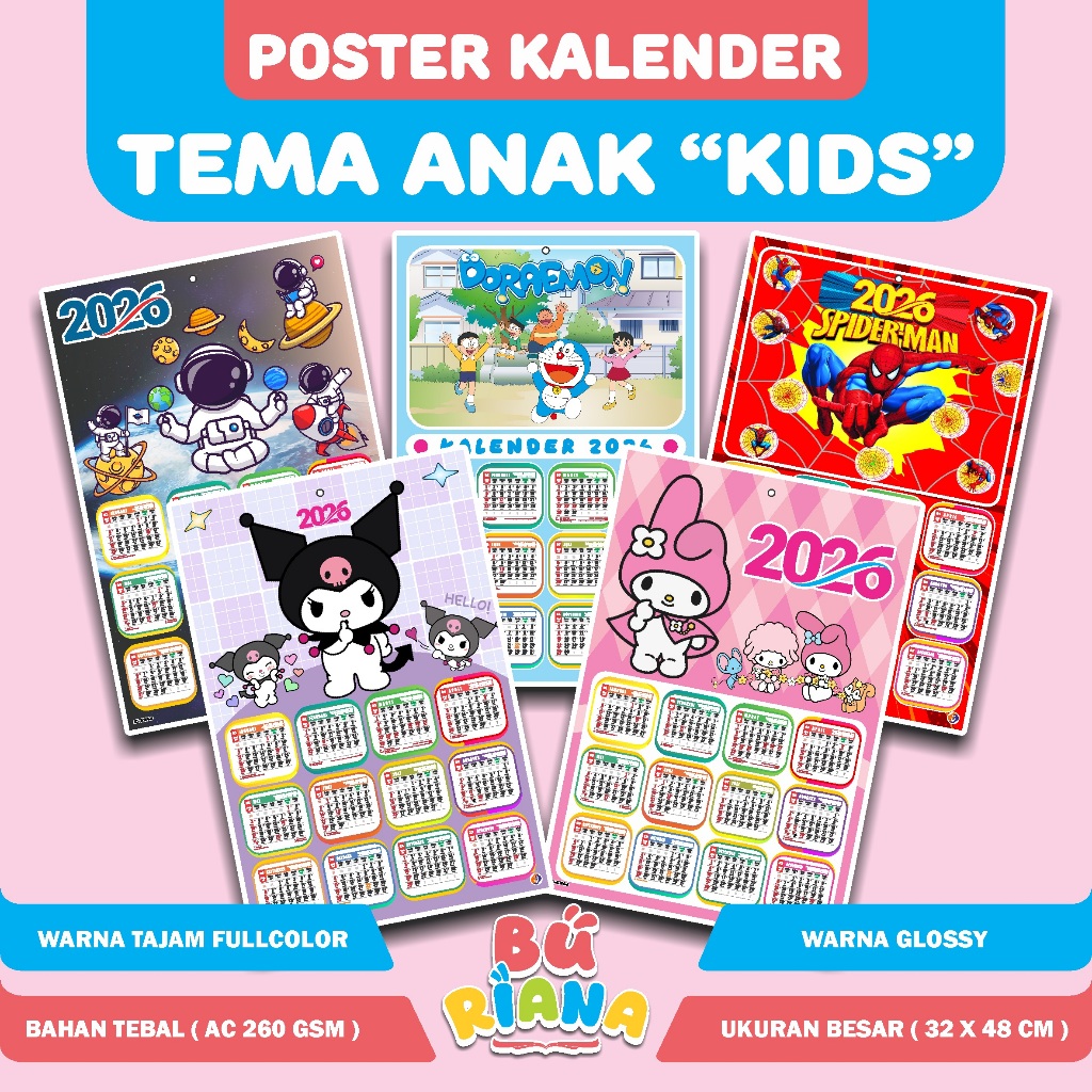 Kalender Anak 2026 || Kalender Dinding 2026 || Kalender 2026 Lengkap Arab Jawa