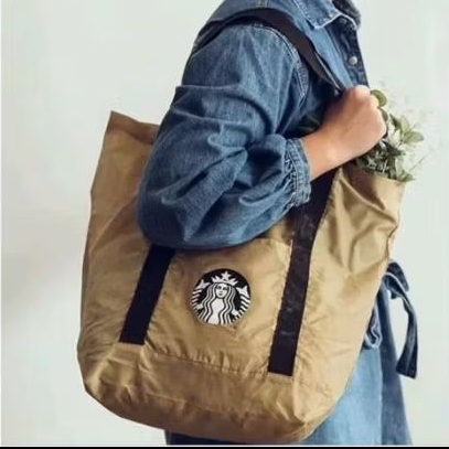 Tas Starbucks Khaki Foldable Shopping Eco Bag