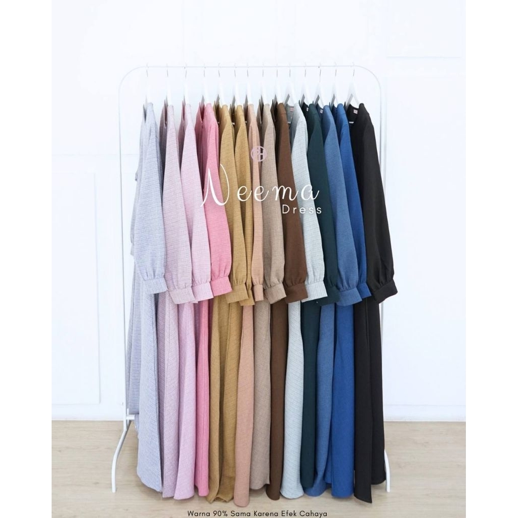 NEEMA DRESS BY PELANGI HIJAB ORIGINAL TERBARU GAMIS SYAR'I LOLIS SLUB POLOS MANSET KANCING BUNGKUS 2