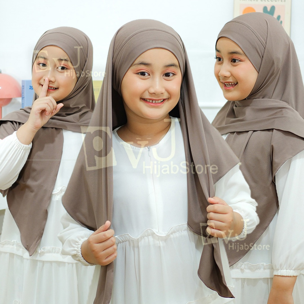 Hijab Anak Segitiga Malay jr Jersey | Jilbab Segitiga Tali Malay Inner Bando  | Kerudung Anak sekola