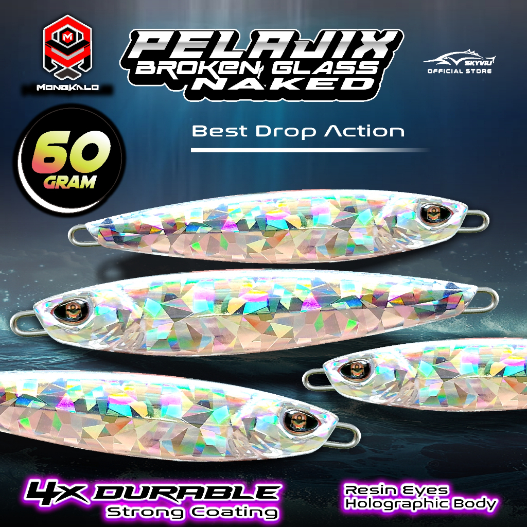 Metal Jig 60 Gram MONGKALO PELAJIX Hologram NAKED Hologram Sisik SIlver Metaljig 60 gr Umpan Jig Jig