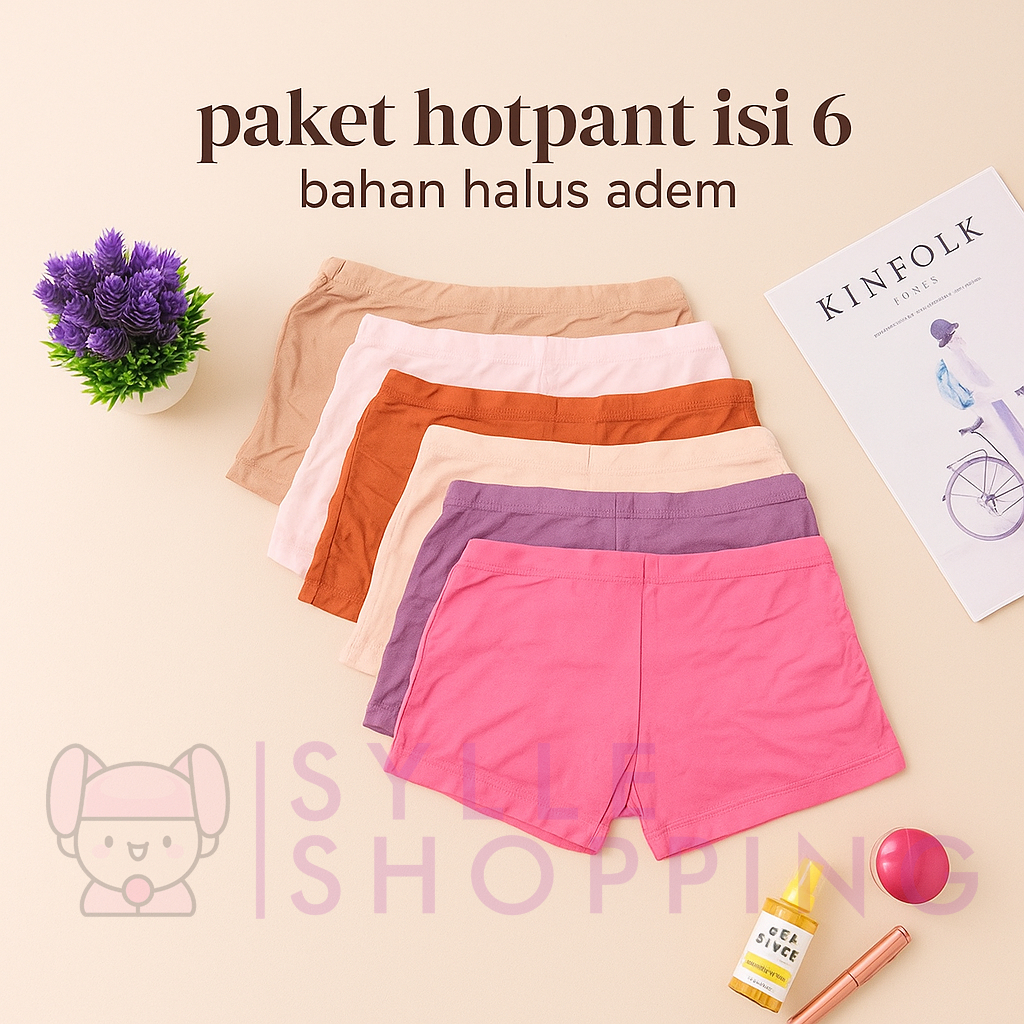Sylle - Lusinan Celana Hotpant Pop Wanita || Boxer Perempuan Polos Bahan Tebal 8002