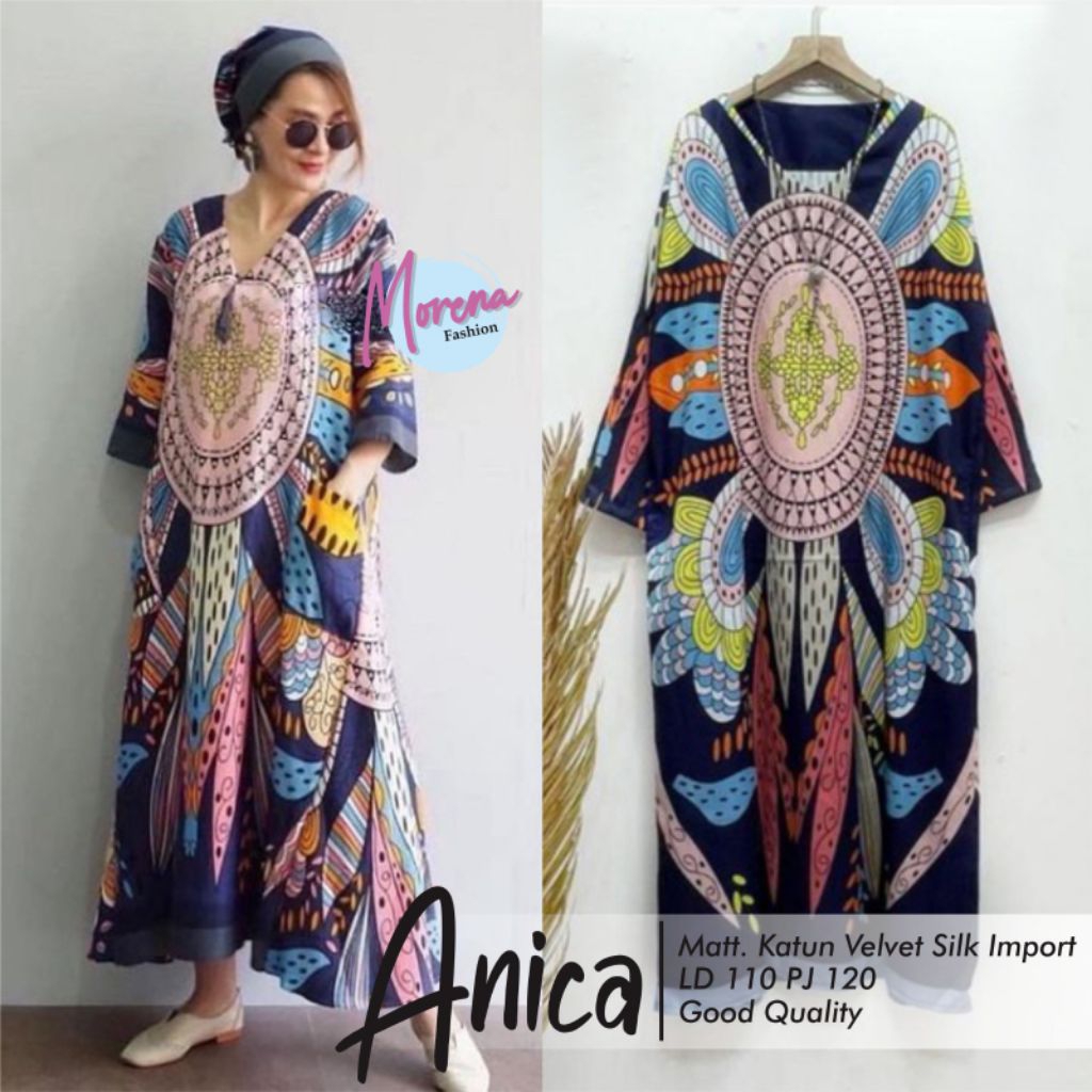 ANICA ETNIC TUNIC KATUN SILK IMPORT/LONG TUNIK MIDI DRESS ELEGAN/TUNIK OVERSIZE TERBARU KOREAN STYLE