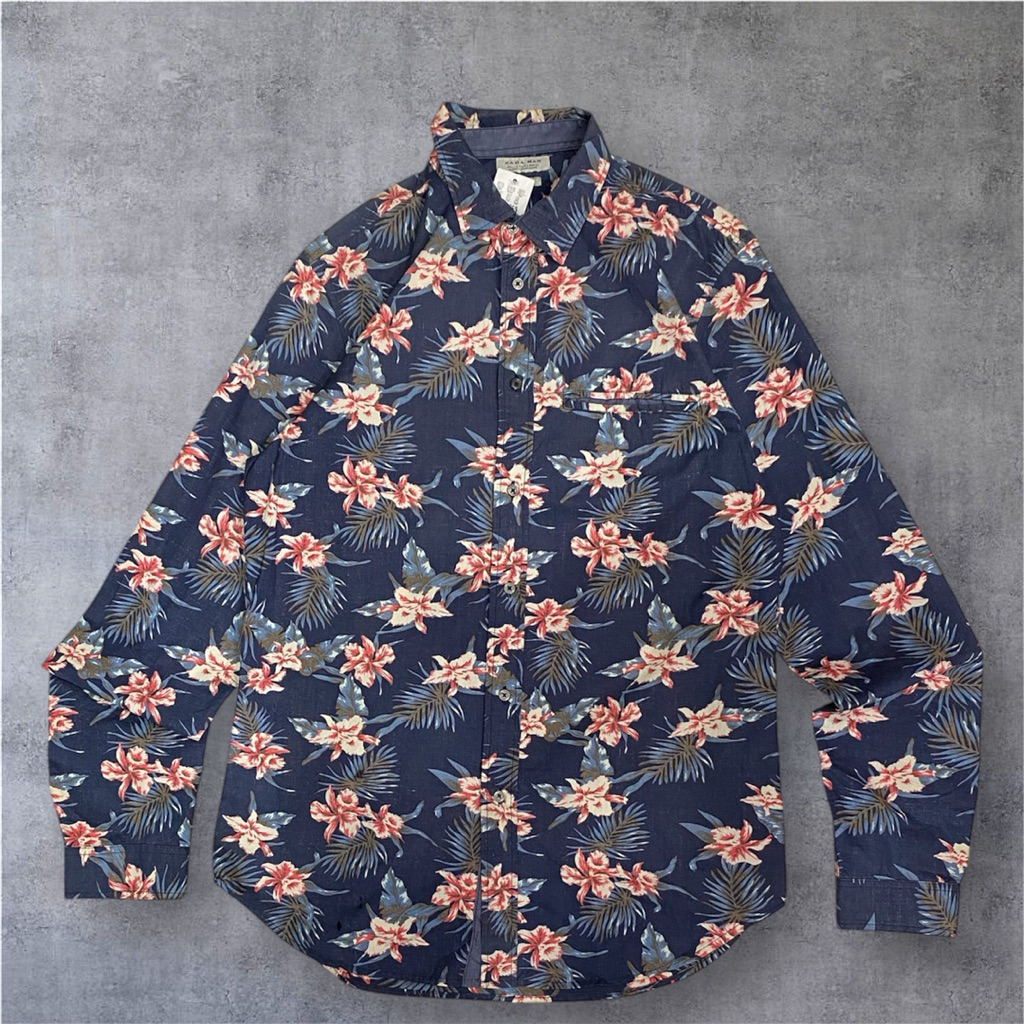 kemeja hawai lengan panjang zar* man kemeja pantai lengan panjang pria