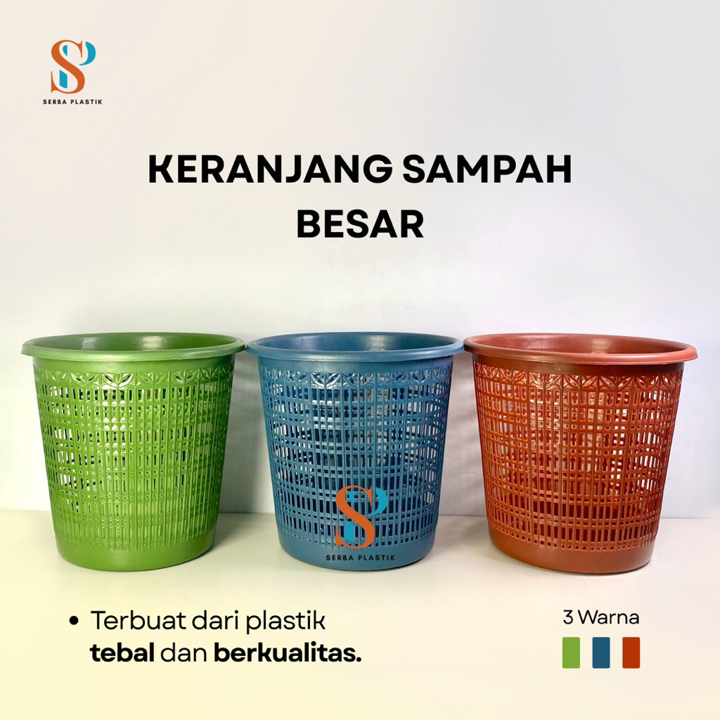 Serba Plastik - Tempat Sampah Keranjang / Tempat Sampah Plastik Besar Bulat / Keranjang Sampah Murah