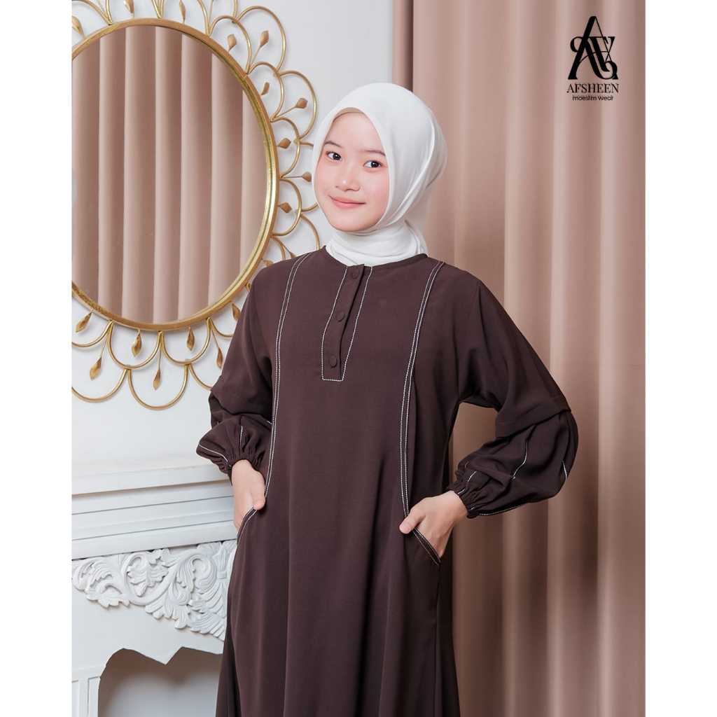 Afsheen fashion - Baju Gamis anak -  Remaja Tanggung Dewasa Model FATIMAH Dress Bahan SABRINA / MARI
