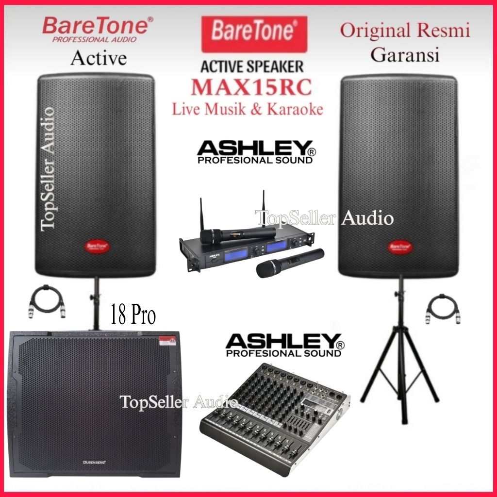 Paket Sound System Outdoor Speaker Aktif 15 Inch Rms 1000 Watt BareTone MAX15RC Subwoofer Aktif Duse