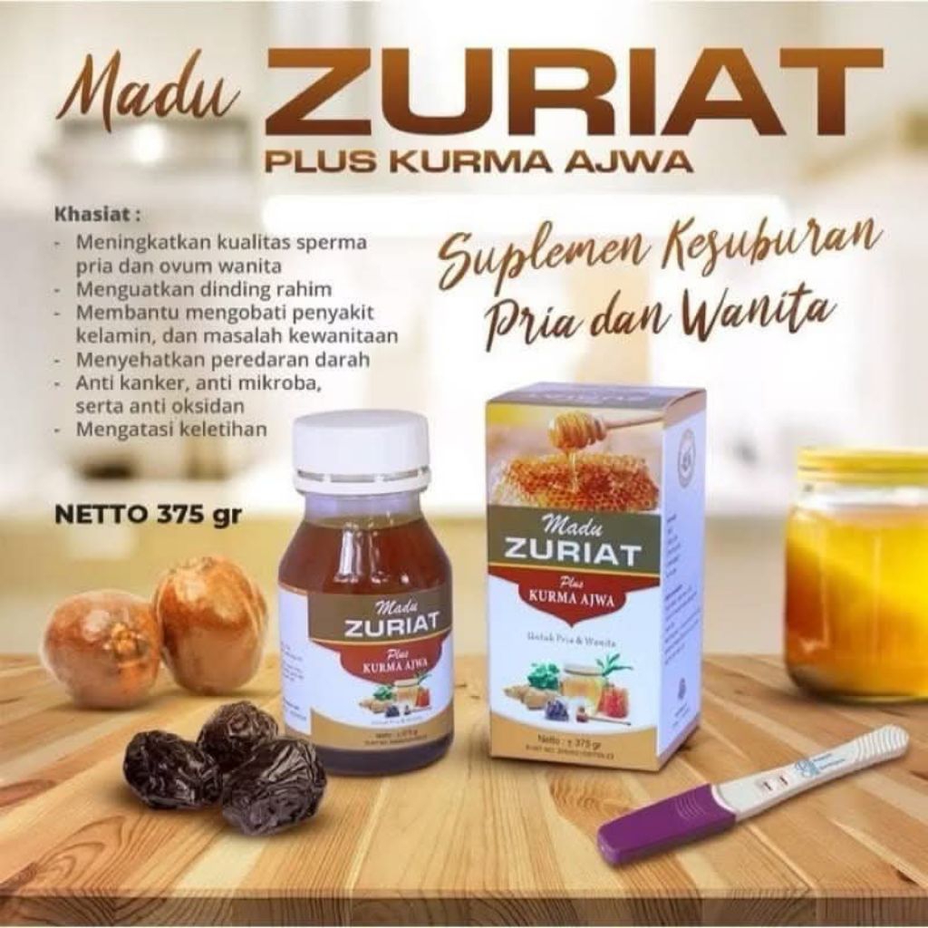 Madu zuriat plus kurma ajwa suplemen kesuburan pria dan wanita 375 gr meningkat kualitas sperma dan 